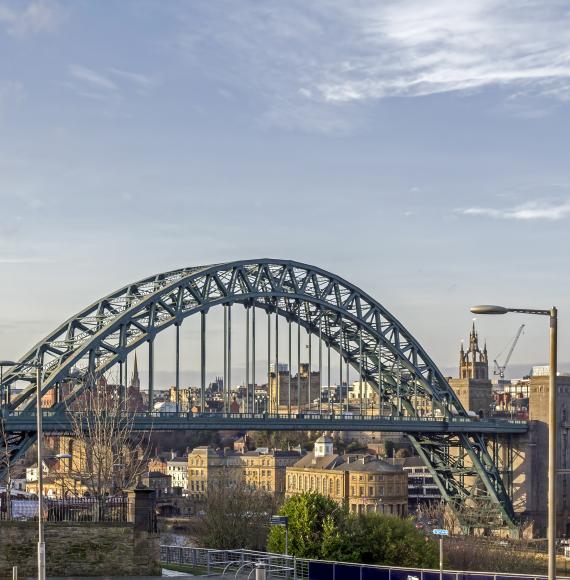 View of the Tyne bridge in the centre of Newcastle