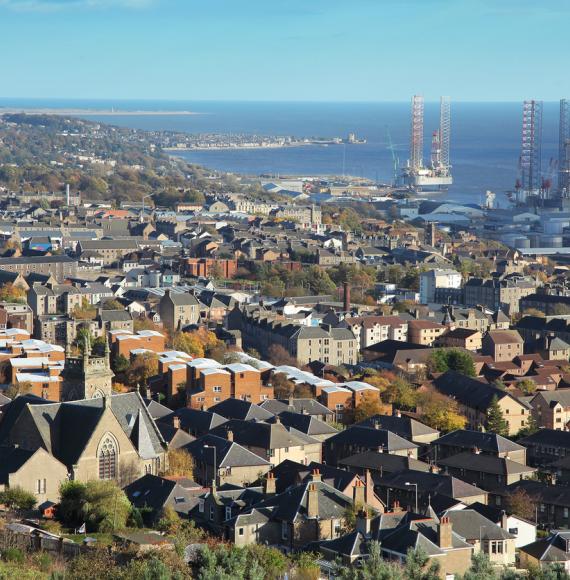 View over City of Dundee in Scotland
