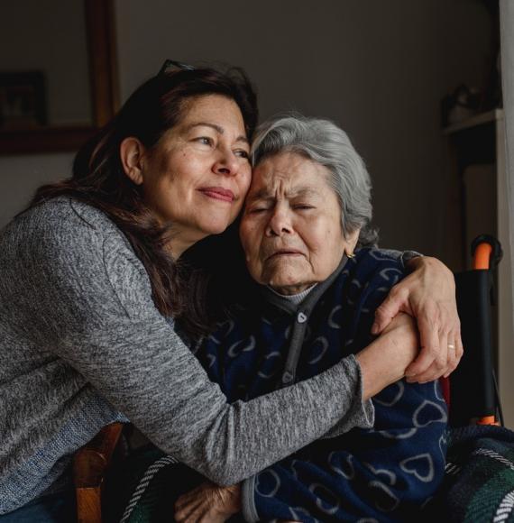 Woman and elderly mother