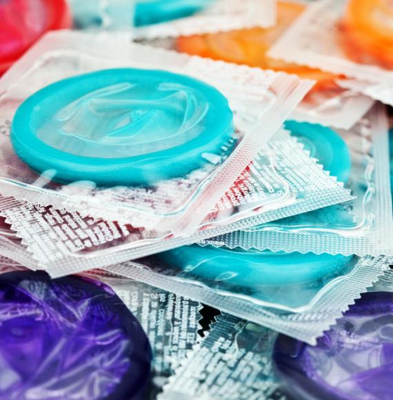 Collection of colorful condoms