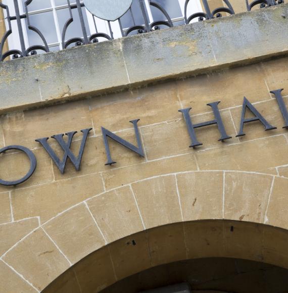 Town Hall sign for local government