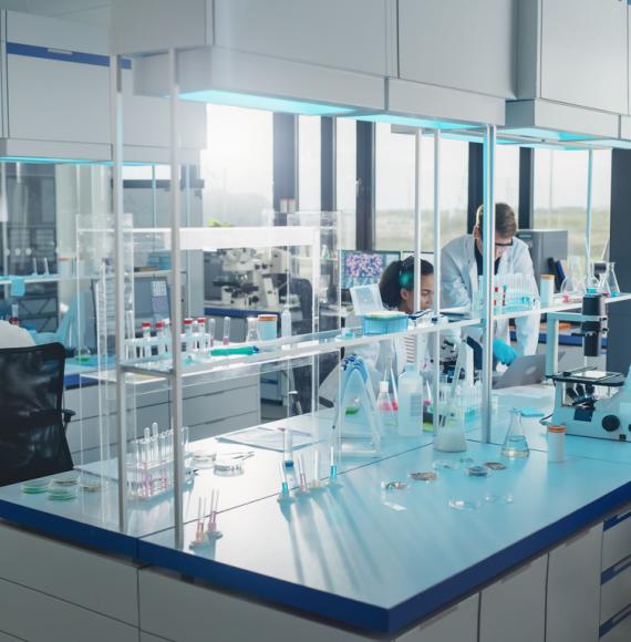A team of scientists conduct research