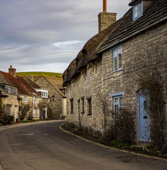 Corfe Castle village in Dorset