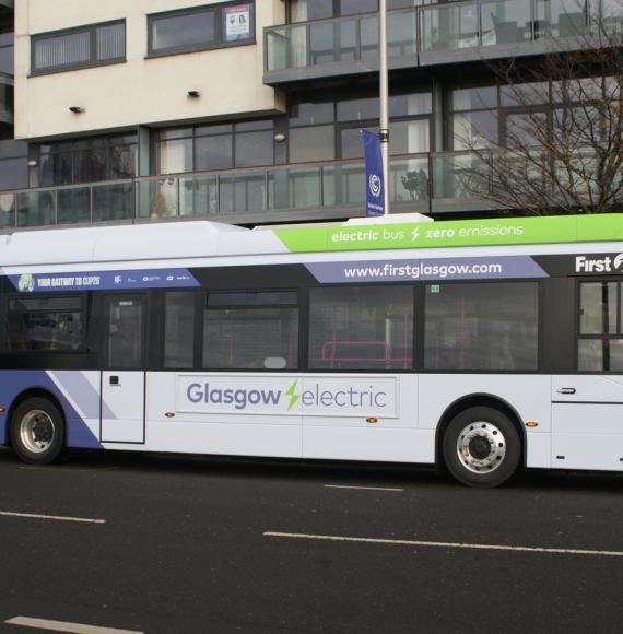 Electric bus in Glasgow, Scotland