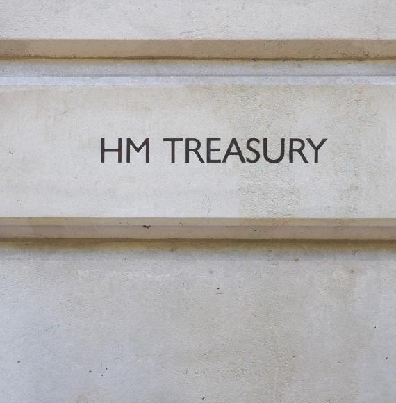 HM Treasury sign in London