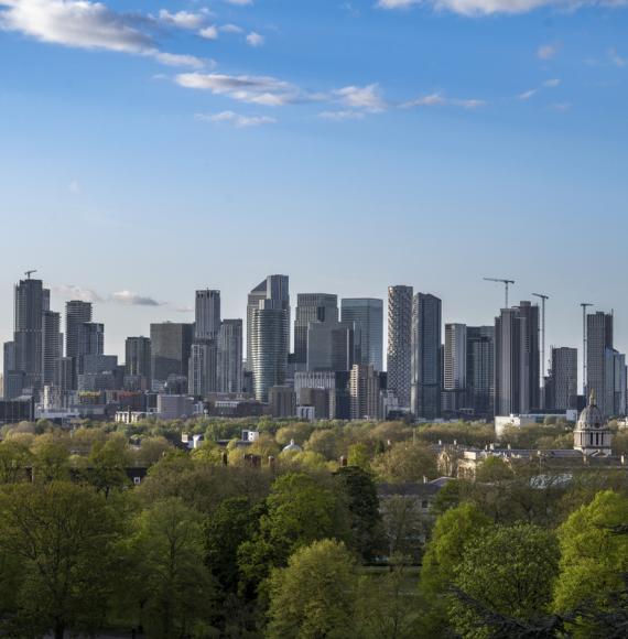 View of Canary Wharf from Greenwich Park