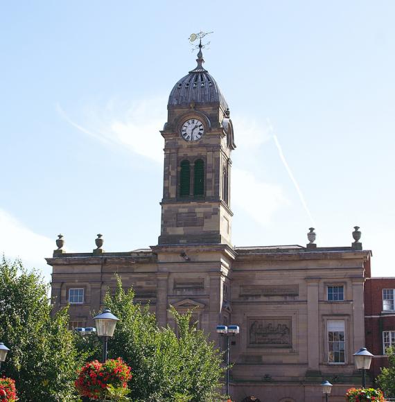 The old Guildhall in the centre of Derby city