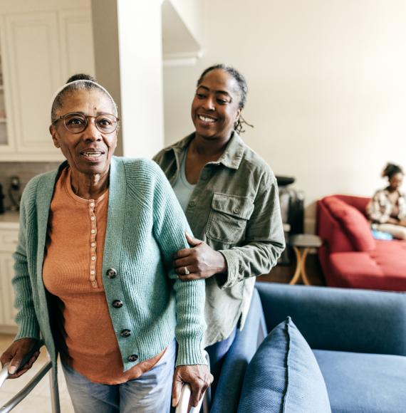 Woman taking care of aging parent