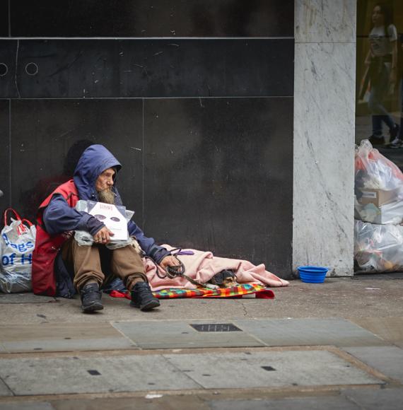 A homeless man