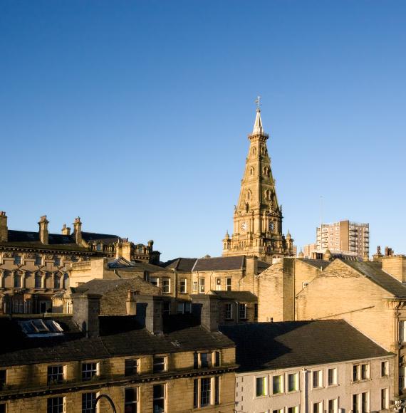 Shot of rooftops in Halifax, Calderdale