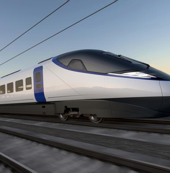 Artists impression of a HS2 train from the side