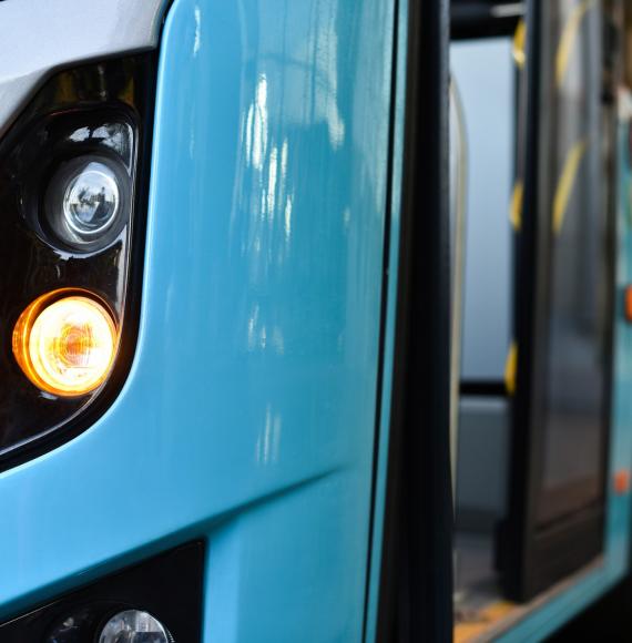 Front of an electric bus