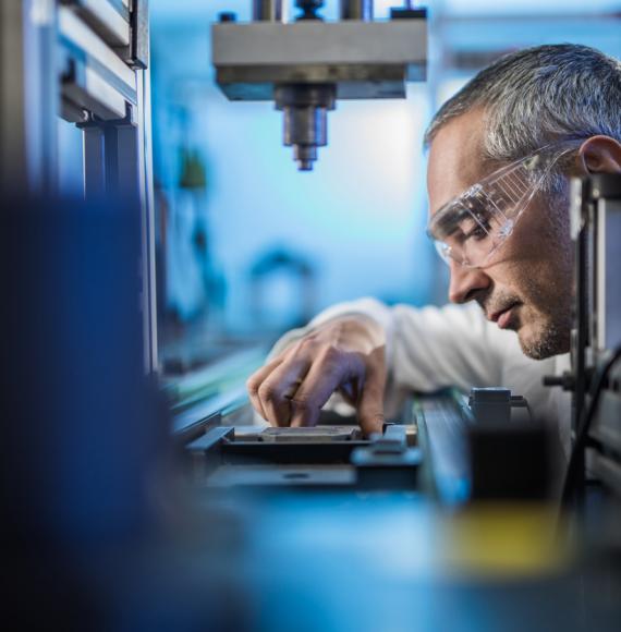 Male working on technology innovation