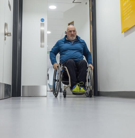 A man in a wheelchair