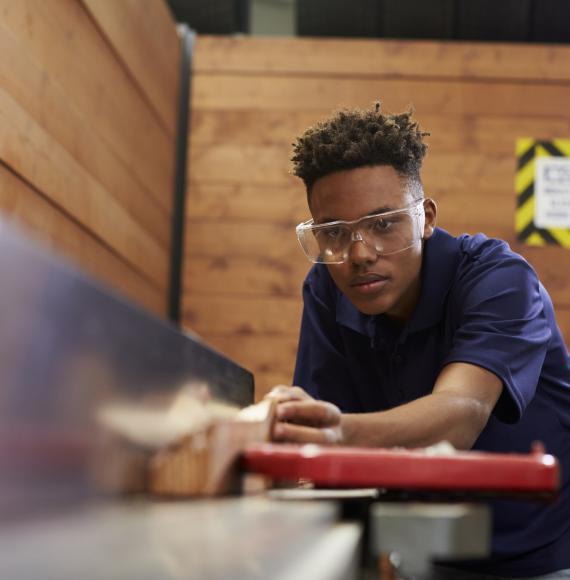 Young man developing skills