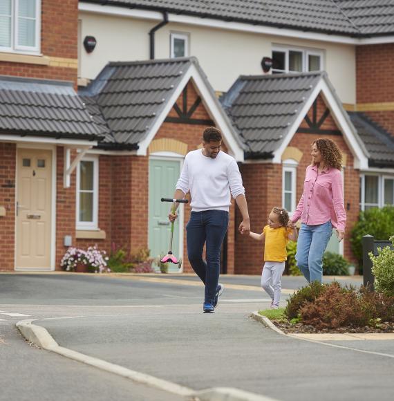 family walking through an estate