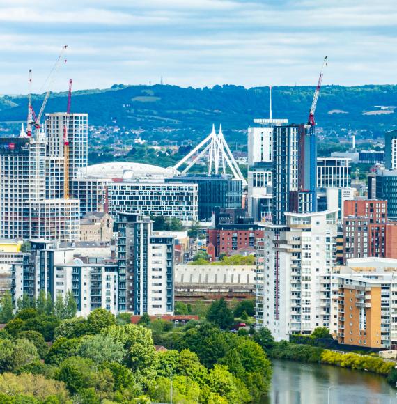 Aerial shot of Cardiff
