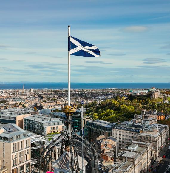 Scotland flag over Edinburgh