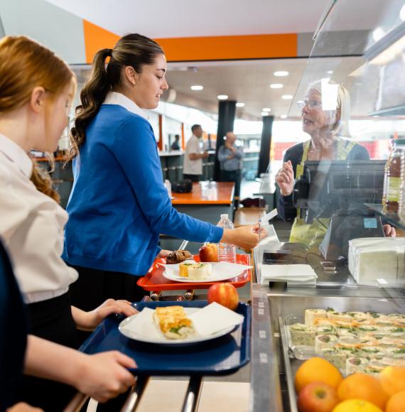 School pupil eating lunch