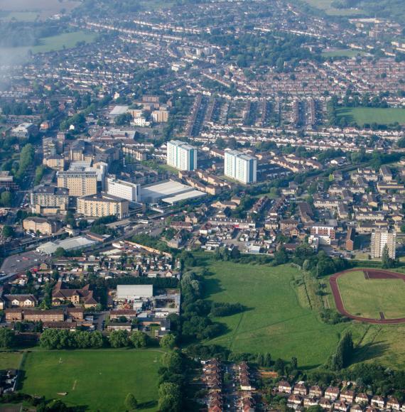 Aerial view of Feltham