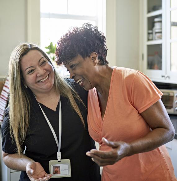 Senior woman with her caregiver