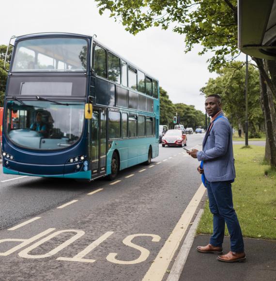 Man waiting for a bus