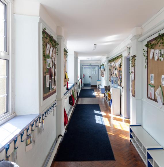 School corridor in England