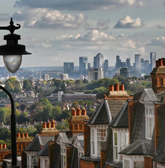 View of London city from suburbs