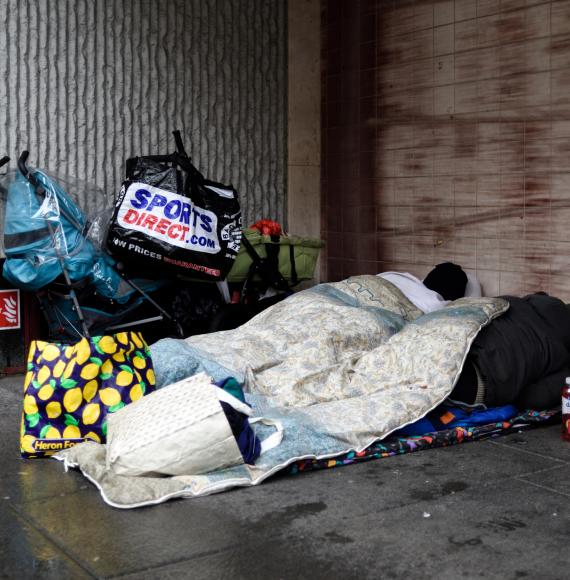 Homeless people sleeping rough