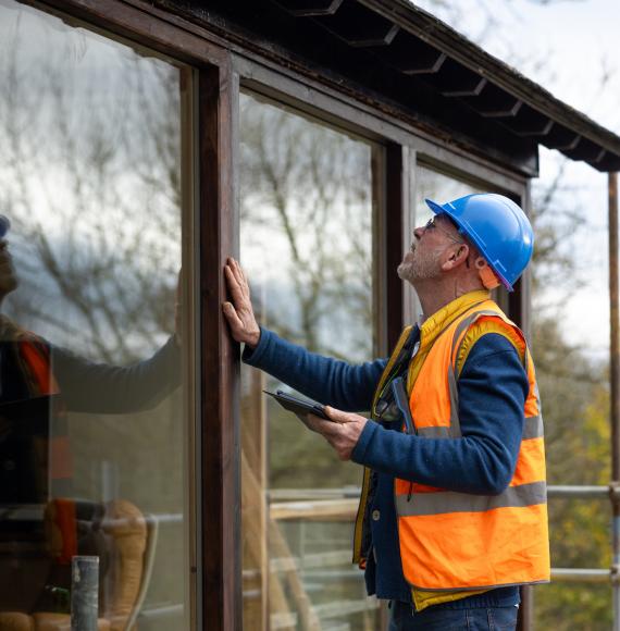Man in work at a house