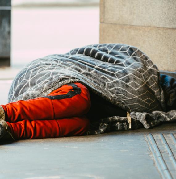 Homeless person sleeping rough