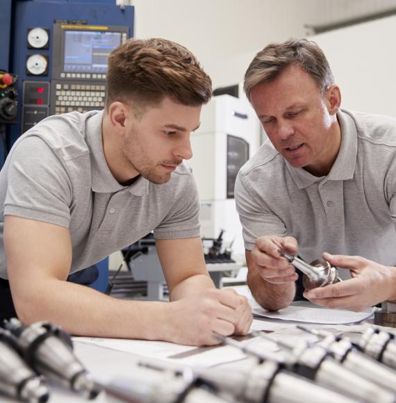 Two employees at a small business