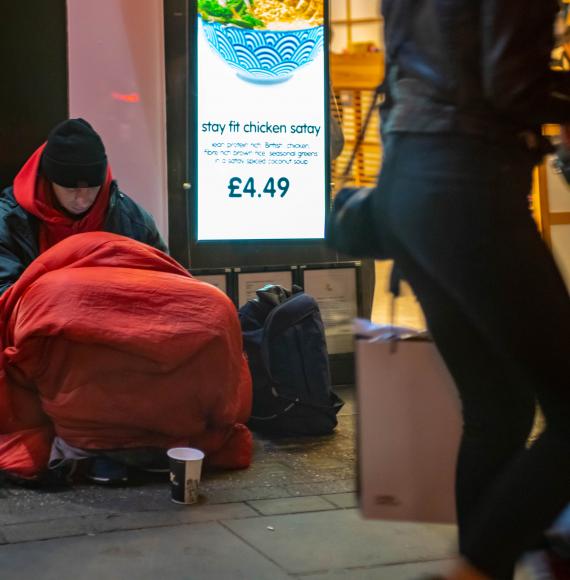 Man sleeping on the street in London