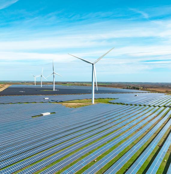 Wind turbine and solar farm