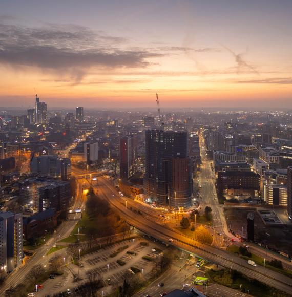 Leeds City Centre in an evening