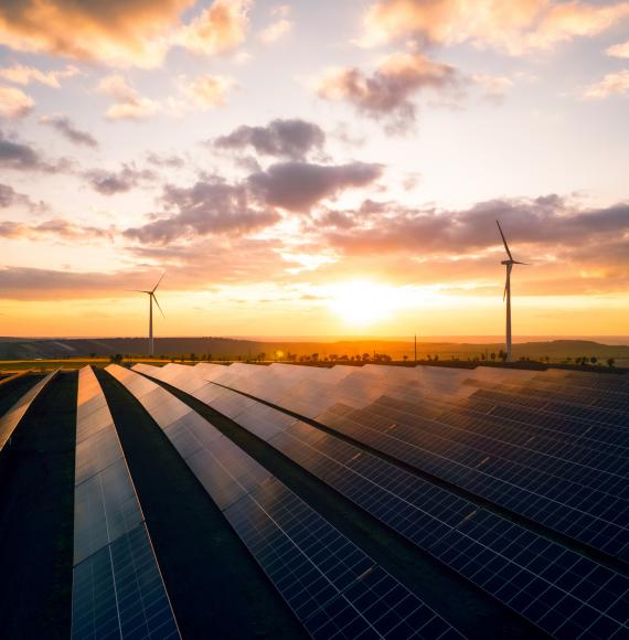 Wind turbines and solar panels