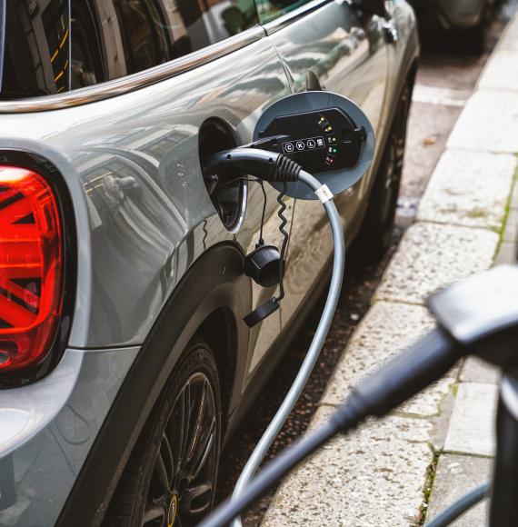 Electric car plugged in