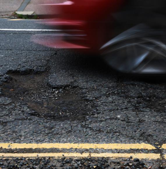 Pothole on road