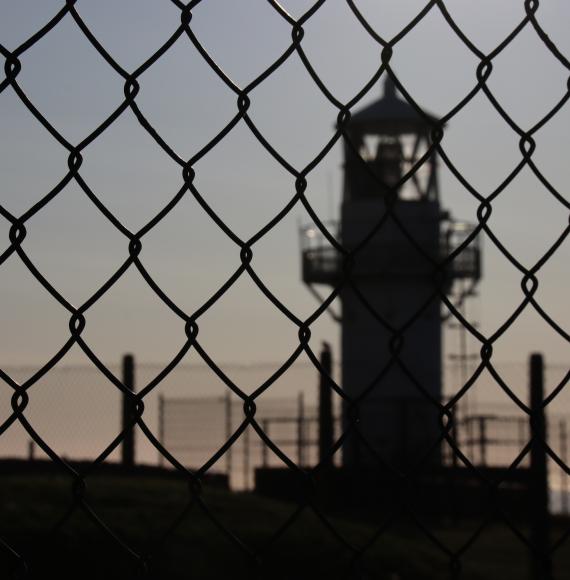 Prison fence and tower