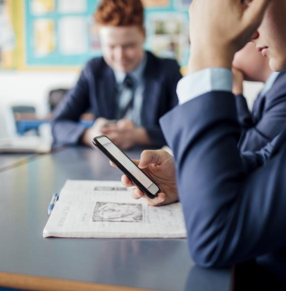 Student using a phone