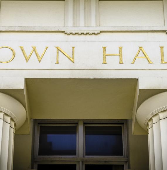 Town hall sign