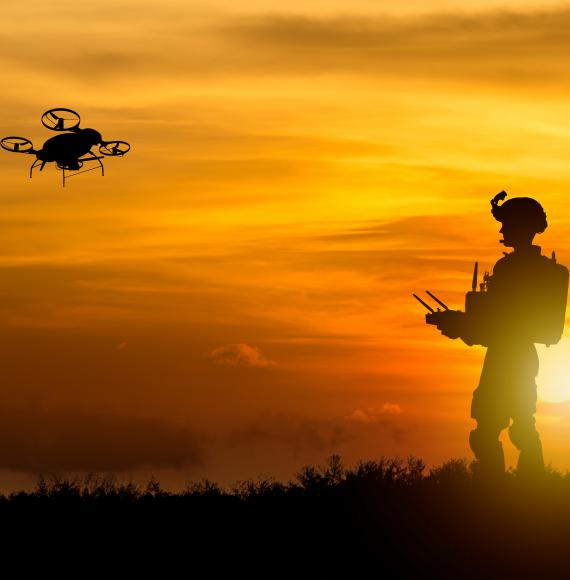 Soldier using a drone