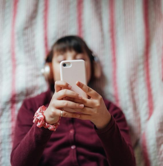 Teenager using social media