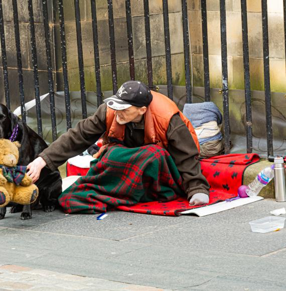Homeless man in Edinburgh