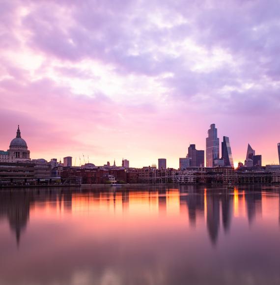 London skyline next to the river