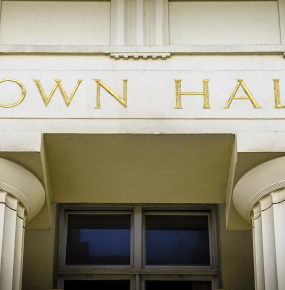 Town hall sign
