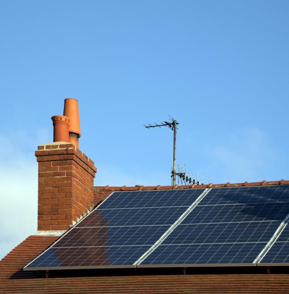 Solar panel on house roof