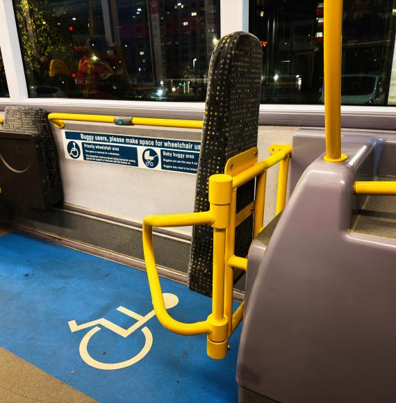 Wheelchair space on a bus