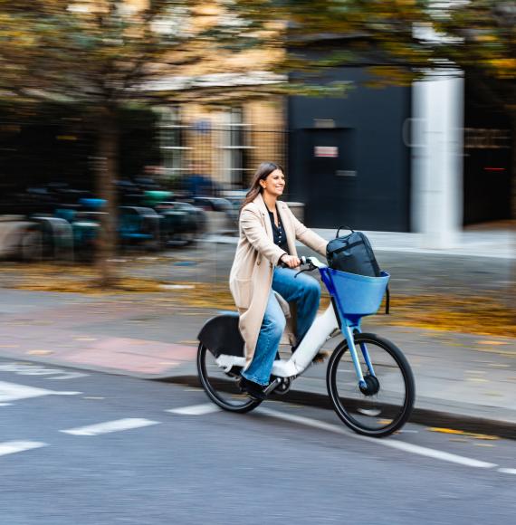 Woman commuting on an e-bike
