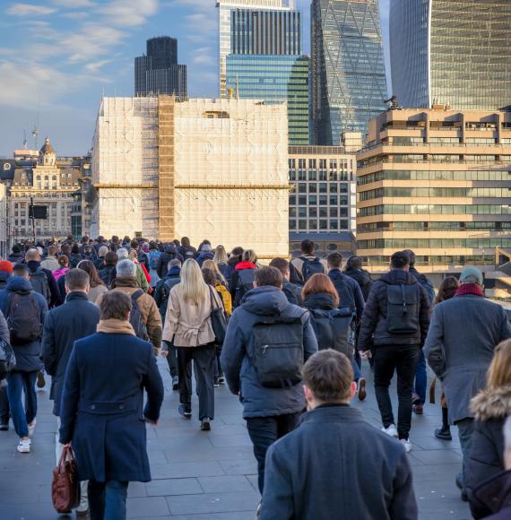 People travelling to work